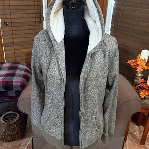 Cozy ARMY GREEN Hooded Jacket with Sherpa Lining